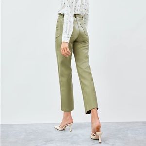 Aritzia Wilfred Vegan Leather Melina Cropped Pants - Sage Frost (Green)